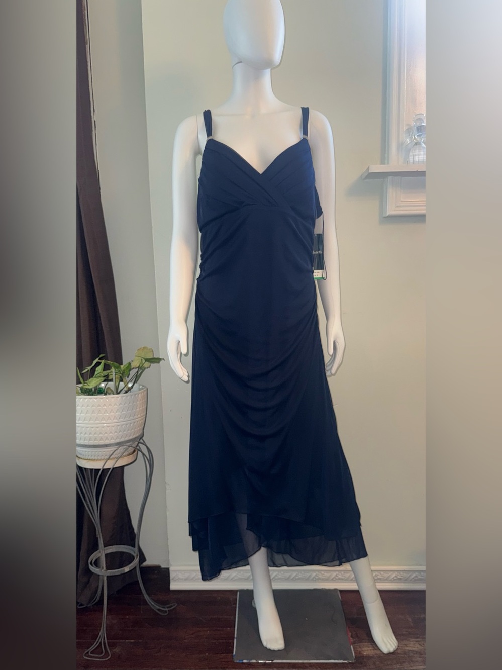Scarlett Nite Deep Navy High-Low Spaghetti Strap Dress - Picture 1 of 10
